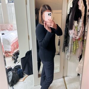 Wool cotton blend black ribbed Club Monaco sweater